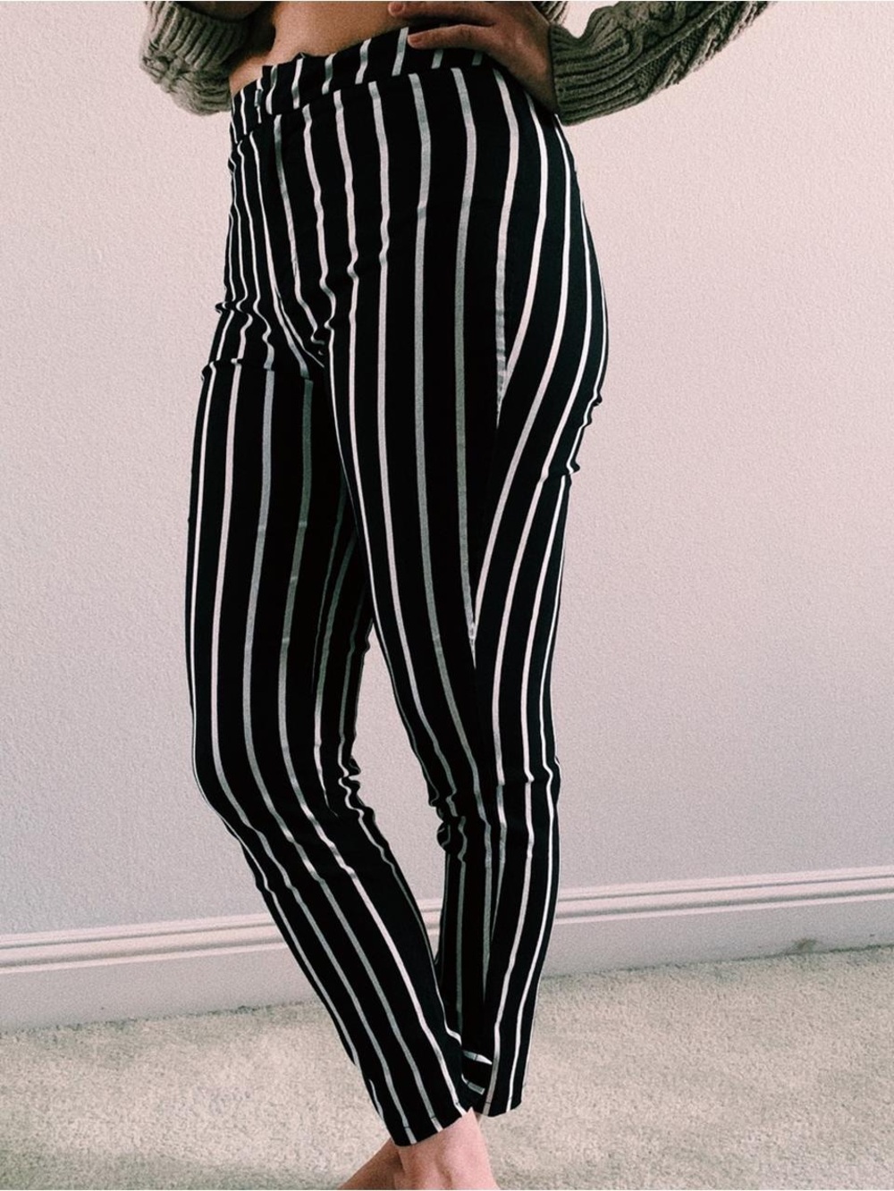 Black and White Striped Pants
